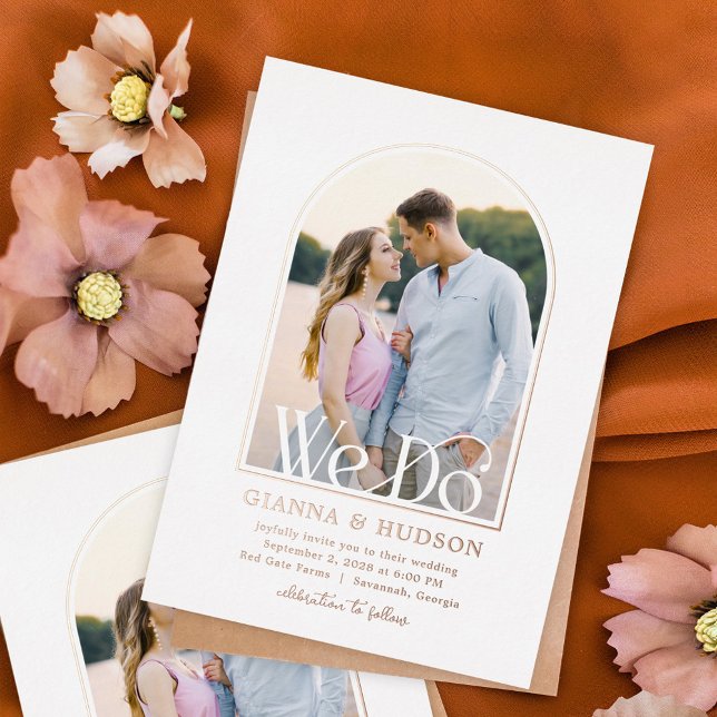 Modern Arch FOIL Simple Wedding Photo Invitation Foil Invitation (Can be customized to any color to match your theme.)