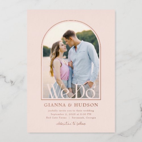 Modern Arch FOIL Simple Wedding Photo Invitation Foil Invitation