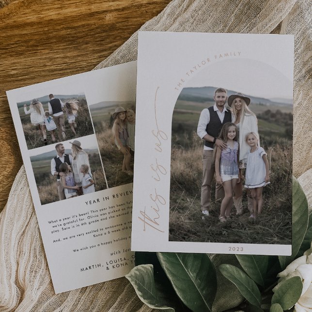 Modern Arch | Foil This Is Us Photo Year in Review Foil Holiday Card (Creator Uploaded)