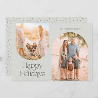 Modern Arch Frame Collage Minimalist Photo Holiday Card