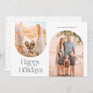 Modern Arch Frame Collage Minimalist Photo Holiday Card
