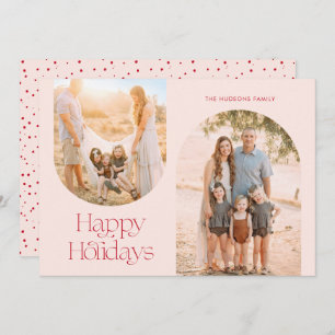 Modern Arch Frame Collage Minimalist Photo Holiday Card
