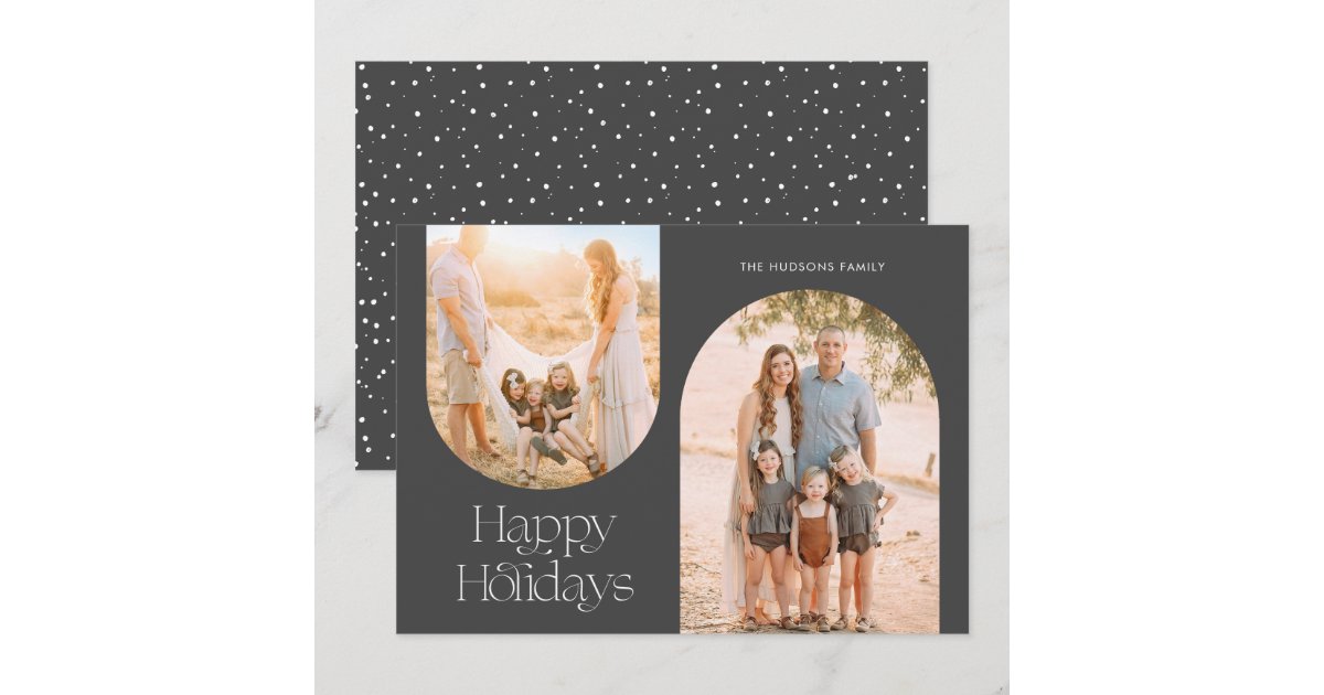 Modern Arch Frame Collage Minimalist Photo Holiday Card | Zazzle