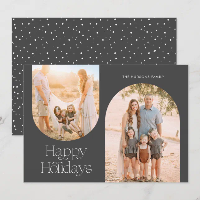 Modern Arch Frame Collage Minimalist Photo Holiday Card | Zazzle