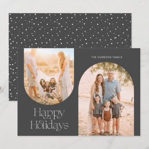 Modern Arch Frame Collage Minimalist Photo Holiday Card