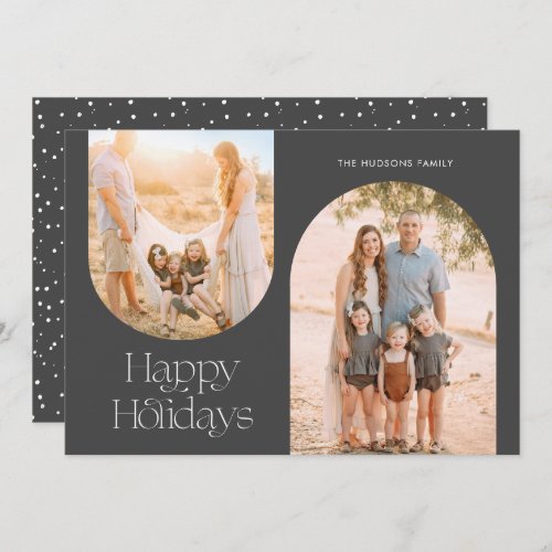 Modern Arch Frame Collage Minimalist Photo Holiday Card