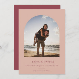 Modern Arch Frame Flat Save The Date Photo Card