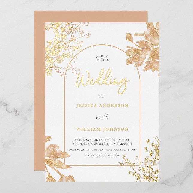 Modern Arch Frame  Foil Invitation (Front/Back)