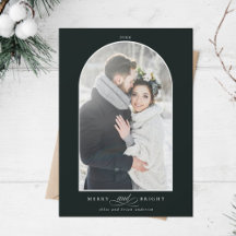 Modern Arch Frame Merry and Bright Photo Green