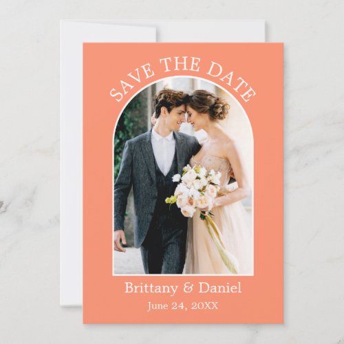 Modern Arch Frame Photo Coral Save The Date