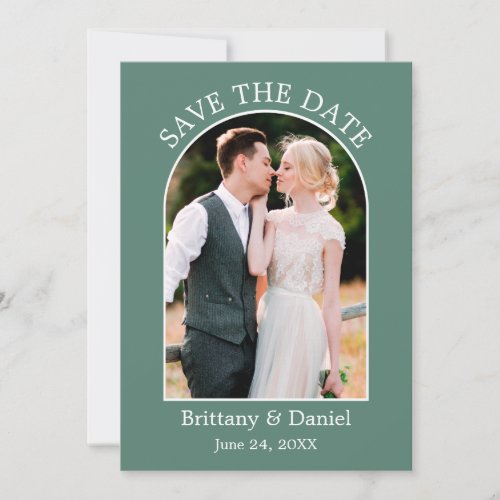 Modern Arch Frame Photo Eucalyptus Green Save The Date