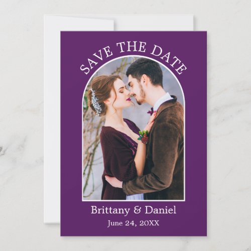 Modern Arch Frame Photo Purple Save The Date