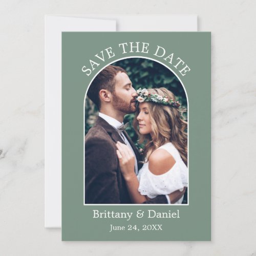 Modern Arch Frame Photo Sage Green Save The Date