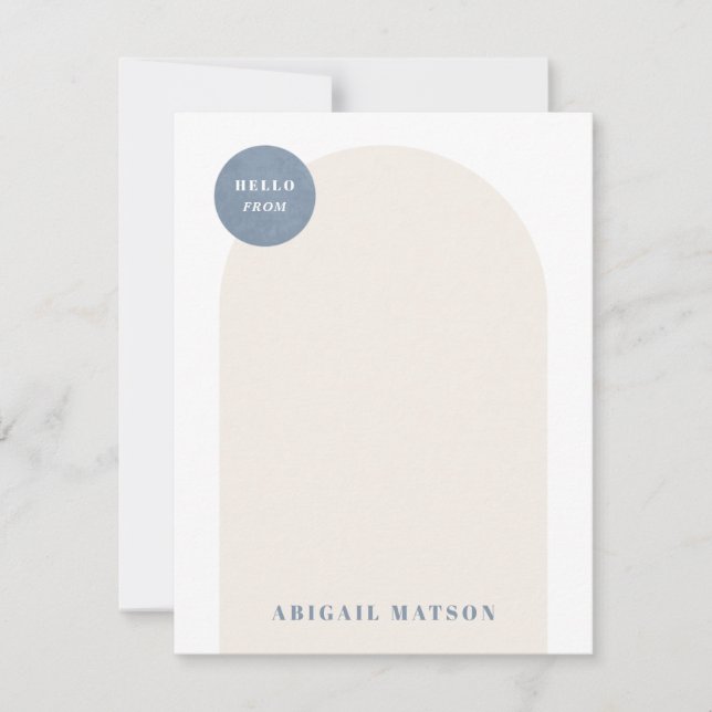 Modern Arch Frame Stationery Note Card - Blue (Front)