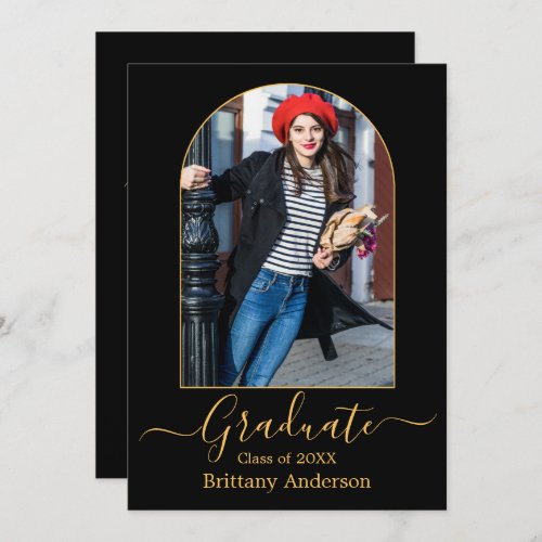 Modern Arch Gold Calligraphy Graduation Party Invitation