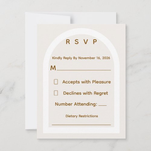 Modern Arch & Gold Glitter Wedding RSVP Card