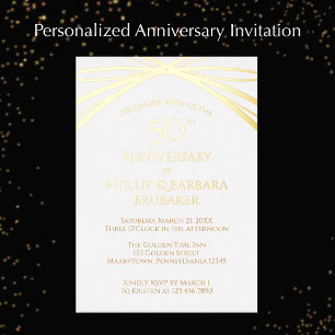 Modern Arch Golden 50th Wedding Anniversary Party Foil Invitation