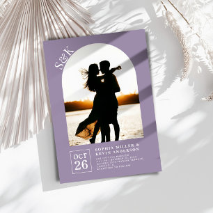 Modern Arch I Photo I Amethyst Smoke I Wedding Invitation