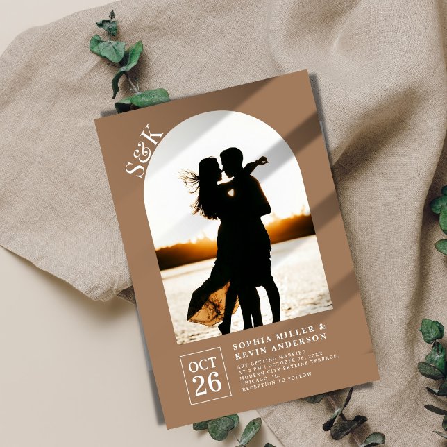 Modern Arch I Photo I Leather I Wedding Invitation (Creator Uploaded)