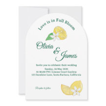 Modern Arch Lemon Citrus Floral Wedding Invitation