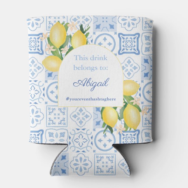 Modern Arch Lemons Bachelorette Party Favor Can Cooler (Back)