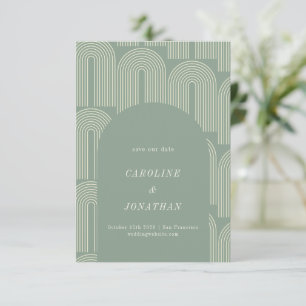 Modern Arch Line Art Sage Green Formal Wedding Save The Date