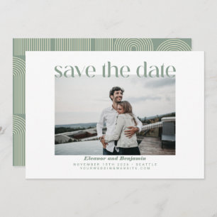 Modern Arch Line Art Sage Green Photo Wedding Save The Date