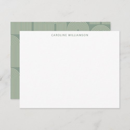 Modern Arch Line Art Sage Personalized Stationery  Note Card