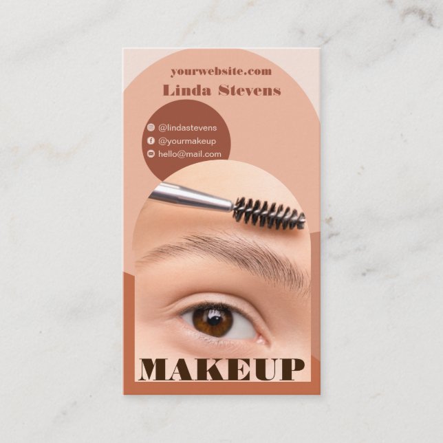 Modern arch makeup boho photo qr code logo business card (Front)