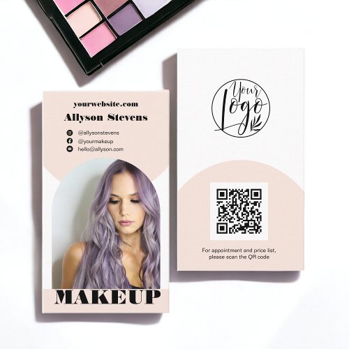 Modern arch makeup pink photo qr code logo business card