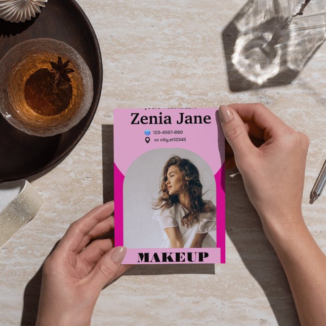 Modern arch makeup pink photo qr code logo business card (Creator Uploaded)