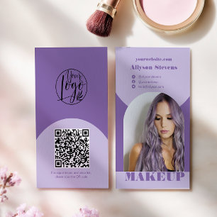 Modern arch makeup purple photo qr code logo business card