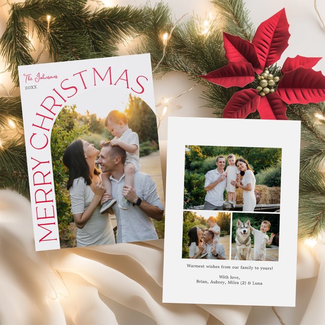 Modern Arch Merry Christmas Letterpress Photo Cards (Creator Uploaded)