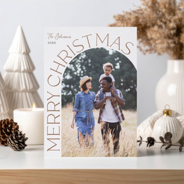 Modern Arch Merry Christmas Letterpress Photo Cards (Creator Uploaded)
