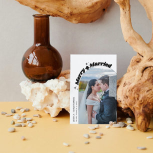 Modern Arch  Merry & Married  Christmas Wedding Holiday Card