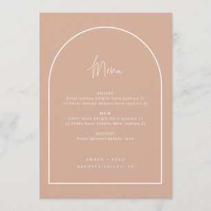 Modern Arch Minimal Script Blush Pink Wedding Menu
