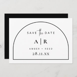Modern Arch Minimal Wedding Black & White Save The Date