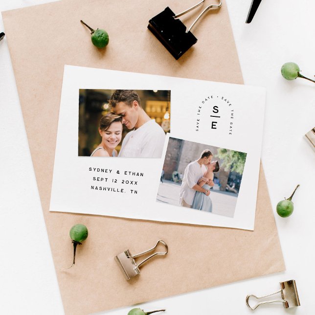 Modern Arch Monogram Photo Save the Date (modern arch monogram photo save the date)