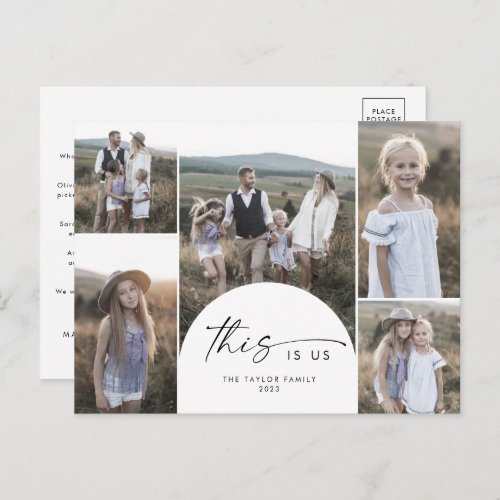 Modern Arch Multi Photo Family News This Is Us Holiday Postcard