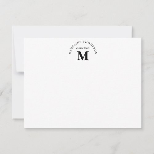 Modern Arch Name Monogram A Note From Note Card