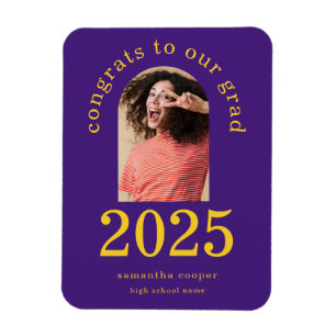 Modern Arch Photo 2024 Grad Purple Announcement Magnet