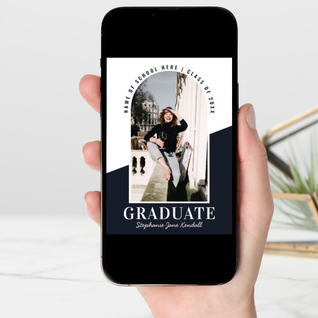 Modern Arch Photo 2 Color Graduation Announcement (Front Digital)