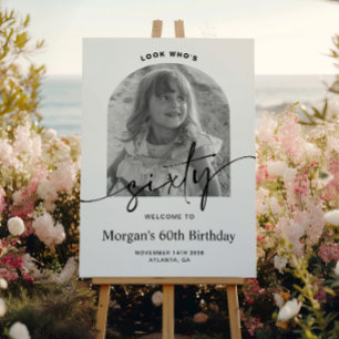 Modern Arch Photo 60th Birthday Welcome Sign