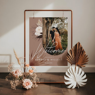 Modern Arch Photo Boho Watercolor Florals Wedding Foam Board