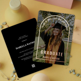 Modern Arch Photo Chic Grad Party Foil Invitation