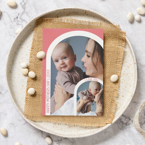 Modern Arch Photo collage  Mothers Day Holiday Card
