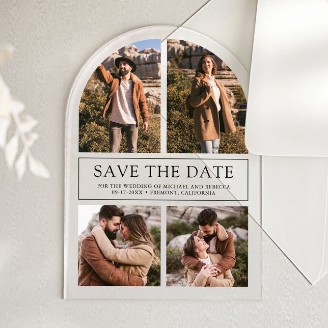 Modern Arch Photo Collage Wedding Save the Date (Creator Uploaded)