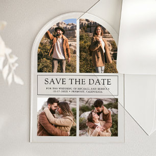 Modern Arch Photo Collage Wedding Save the Date Acrylic Invitations
