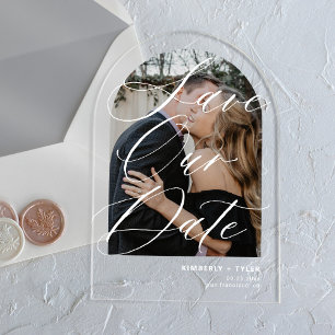 Modern arch photo elegant wedding save the date