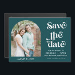 Modern Arch Photo Emerald Wedding Save the Date<br><div class="desc">Save the date magnetic cards in a modern emerald green with arch photo typography design. Customized with your photo and wedding details. Mail to family and friends asking them to reserve your wedding date. Have a custom color request? Contact me - I'd be happy to create something custom just for...</div>